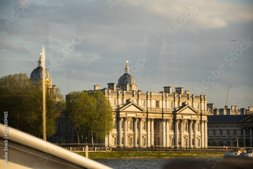 University of greenwitch from the river thames at sunset, England, UK United Kingdom, London