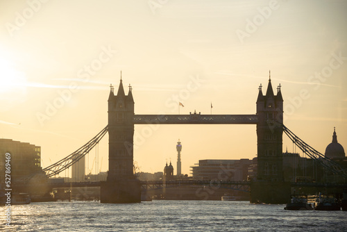 Famous London Tower Bridge over the River Thames at sunset
