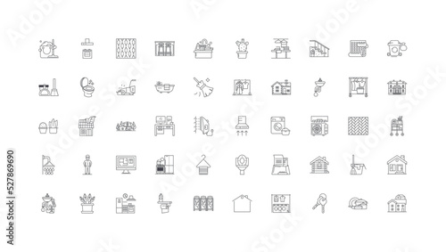Household ideas, linear icons, line signs set, vector collection