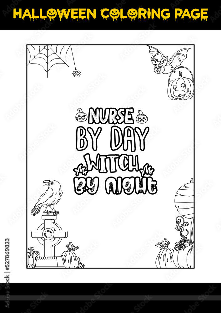 Halloween Quotes Coloring page. Halloween coloring page for kids.