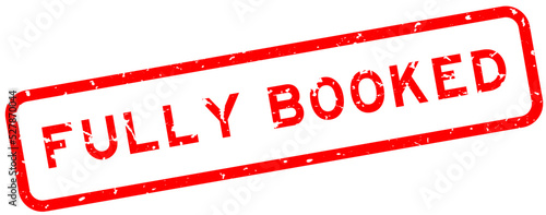 Grunge red fully booked word square rubber seal stamp on white background