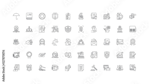 Rights ideas, linear icons, line signs set, vector collection