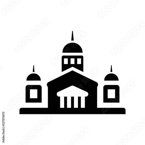 Architectural, building, federal icon. Black vector graphics.