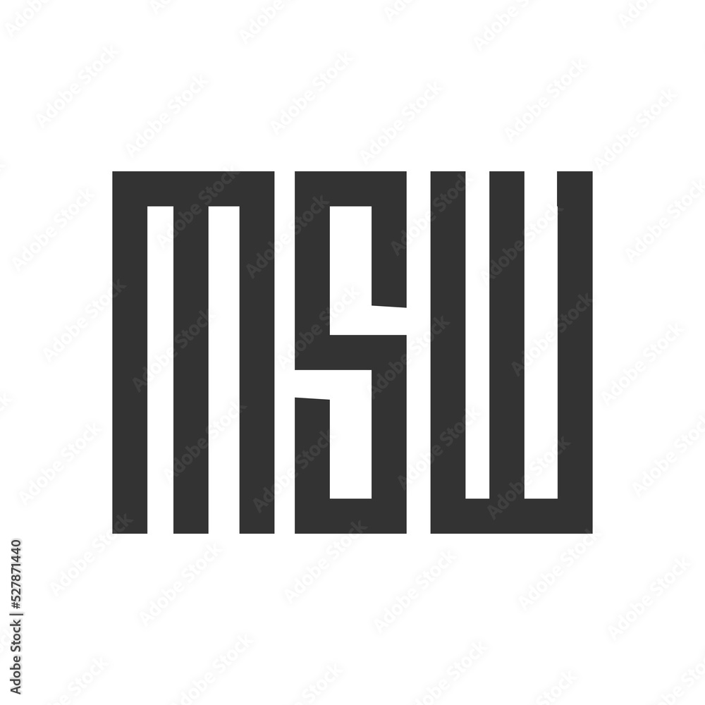 M S W letter logo design on WHITE background. M S W creative initials letter logo concept. M S W letter design