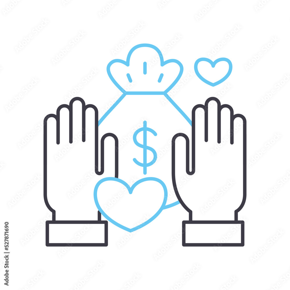 donation money line icon, outline symbol, vector illustration, concept sign donation money line icon, outline symbol, vector illustration, concept sign