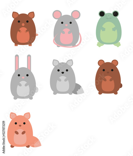 Cute fabulous fox, rabbit, wolf, bear, pig, frog