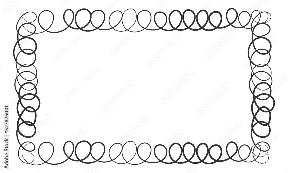 Curly text border. Empty frame in scribble freehand style Curly text border. Empty frame in scribble freehand style