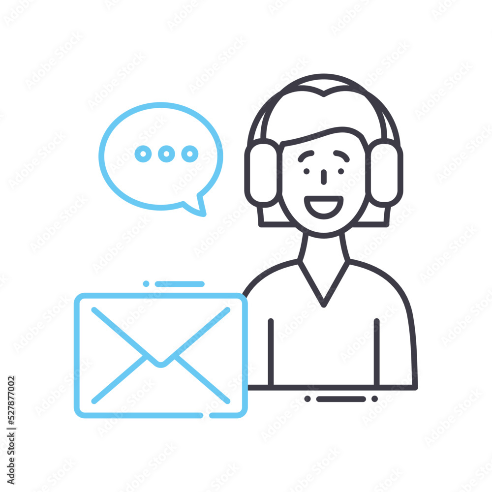 e-mail support line icon, outline symbol, vector illustration, concept sign e-mail support line icon, outline symbol, vector illustration, concept sign