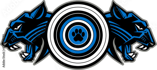 archery team design with panther heads and target for school, college and league