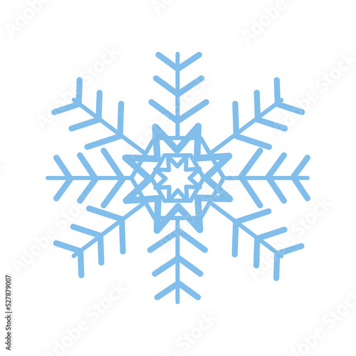 Snowflake Christmas winter decoration isolated on white background. Icon, simple ornament, ice. Seasonal symbol. 