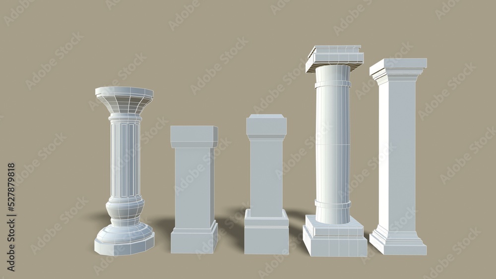 old poles isolated on the background 3d-rendering old poles isolated on the background 3d-rendering