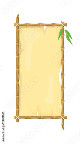 Bamboo panel. Old japan stick branches vector illustration