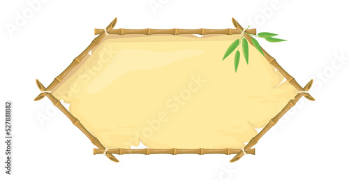 Bamboo plaque. Hexagonal board for hawaiian border, vector illustration