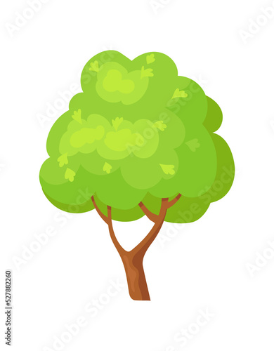 Branched tree. Cute vegetation for earth woodland  cartoon vector design