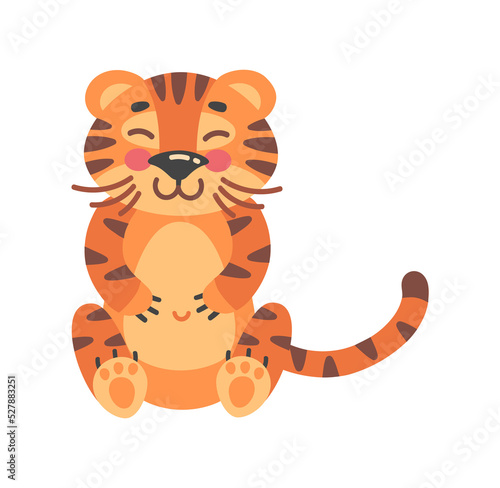 Fototapeta Naklejka Na Ścianę i Meble -  Wild kitten. Childish tiger, offspring mammals, vector illustration