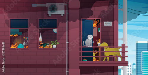 Pets left in the room caused a fire.
