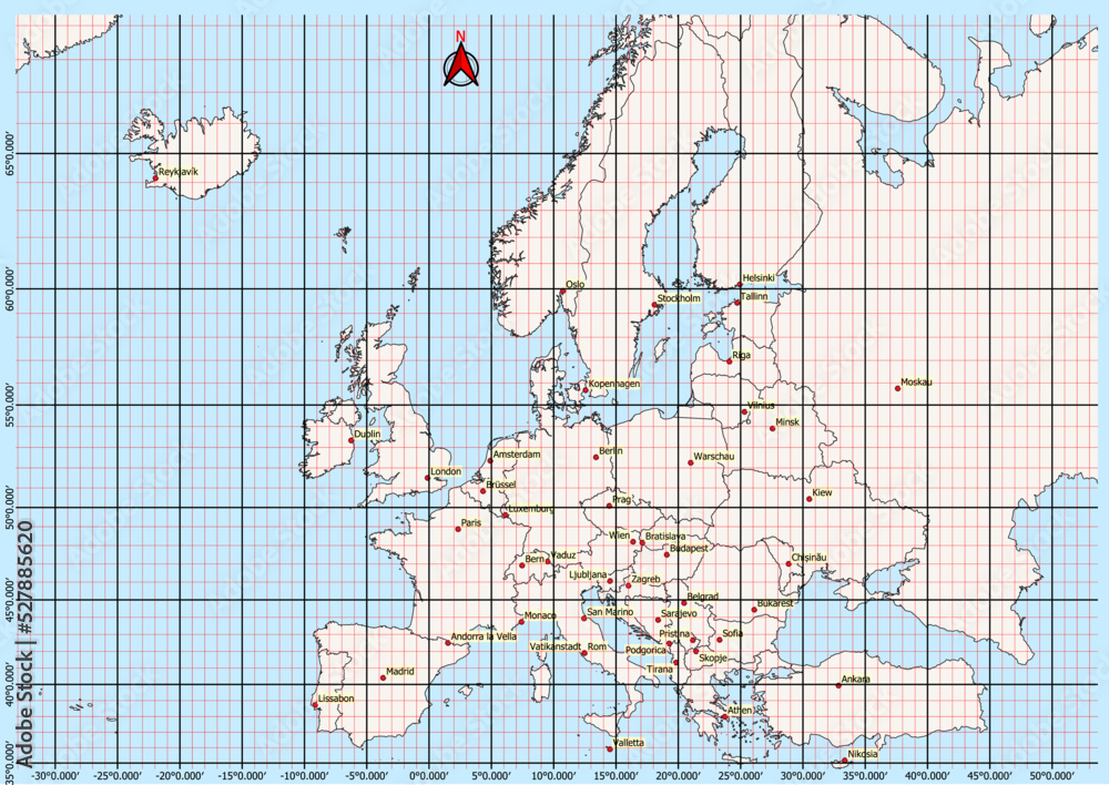 Europe Map Geographic Coordinates Latitude And Longitude German Europe Map Geographic Coordinates Latitude And Longitude German