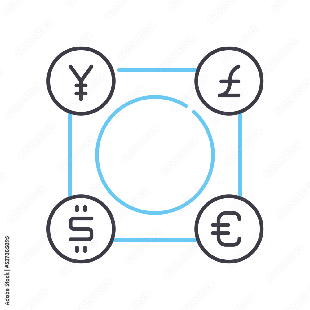 foreign currency line icon, outline symbol, vector illustration, concept sign foreign currency line icon, outline symbol, vector illustration, concept sign