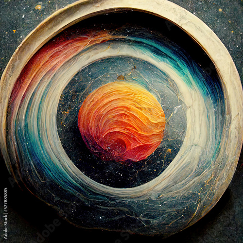 Beautiful, colorful round marble textured surface