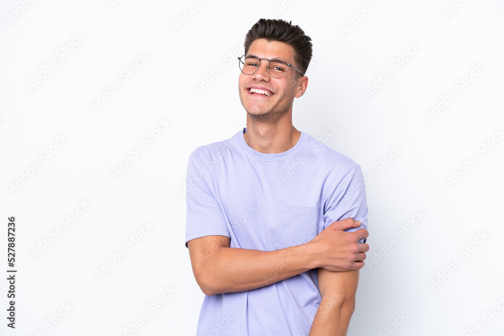 Young caucasian man isolated on white background laughing Young caucasian man isolated on white background laughing