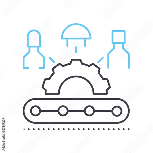 flexible essembly system line icon, outline symbol, vector illustration, concept sign