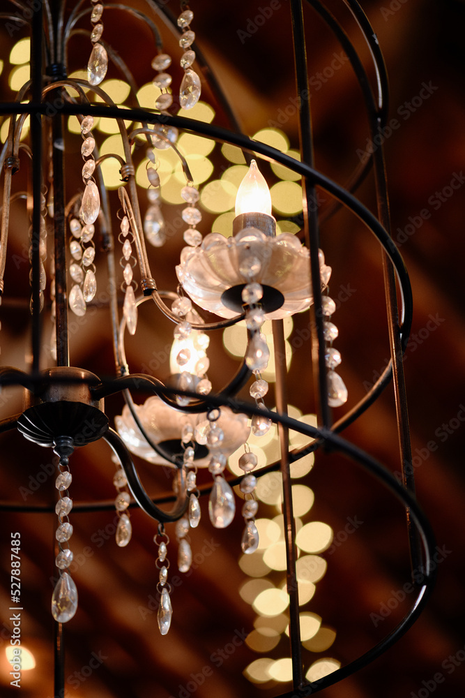 Chandelier with beads and lights