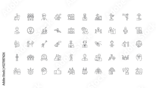 Politics ideas, linear icons, line signs set, vector collection