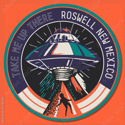 take me up there ufo kidnapped man vector illustration