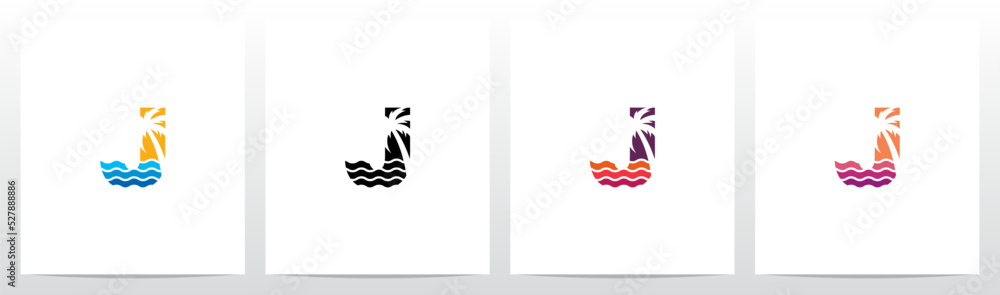 Palm Tree On Letter Logo Design J Palm Tree On Letter Logo Design J