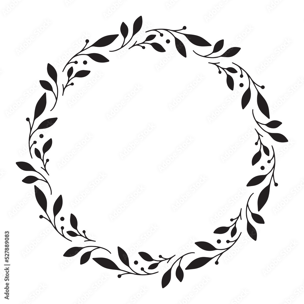 Vector hand drawn floral wreath isolated on white background ...