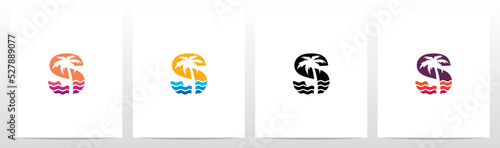 Palm Tree On Letter Logo Design S