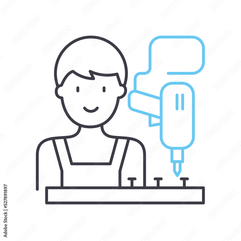furniture assembly line icon, outline symbol, vector illustration, concept sign furniture assembly line icon, outline symbol, vector illustration, concept sign