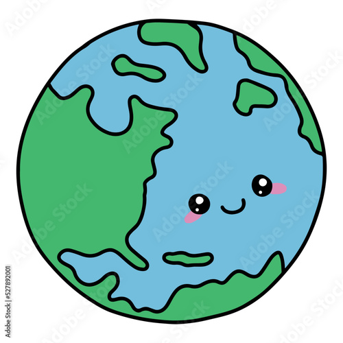 Kawaii Earth Illustration Vector Cute Earth Day Face World Globe