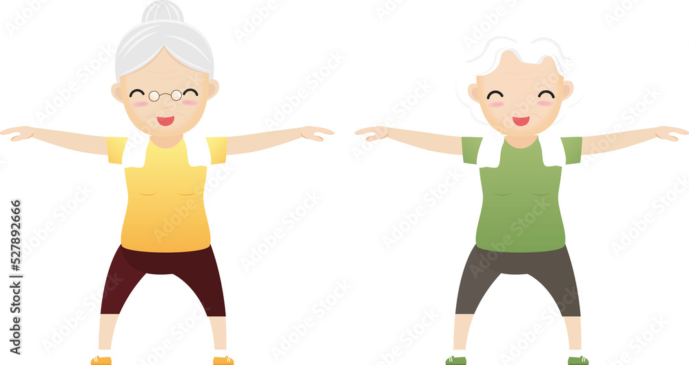 Elderly people exercising. Active healthy workout aged people. Old woman making morning exercises. Elderly people exercising. Active healthy workout aged people. Old woman making morning exercises.