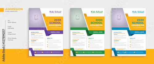 Unique education flyer design, kids school admissions poster template design photo