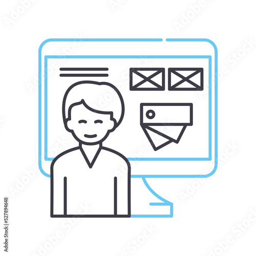 full stack designer line icon, outline symbol, vector illustration, concept sign