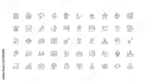 Career ideas, linear icons, line signs set, vector collection