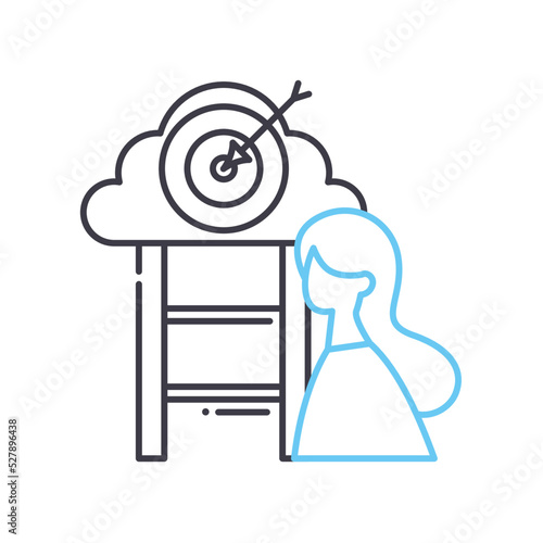 goals realization line icon, outline symbol, vector illustration, concept sign