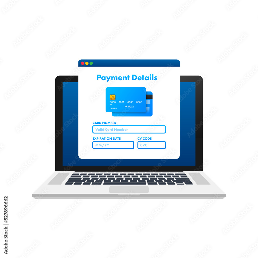 Business card with pay details for web page design. Online shopping. Credit card. Online store. Vector stock illustration. Business card with pay details for web page design. Online shopping. Credit card. Online store. Vector stock illustration.