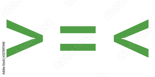 less than greater than and equal symbol in mathematics. inequality symbols