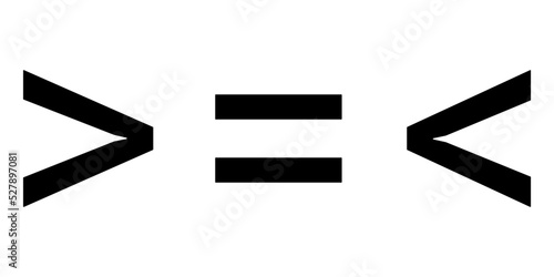 less than greater than and equal symbol in mathematics. inequality symbols