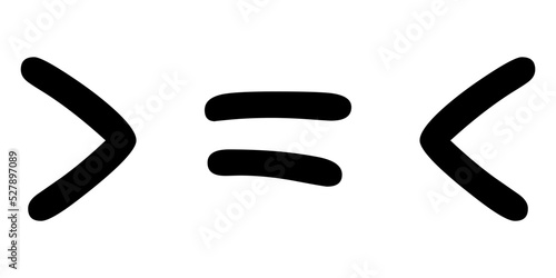 less than greater than and equal symbol in mathematics. inequality symbols