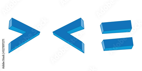less than greater than and equal symbol in mathematics. inequality symbols