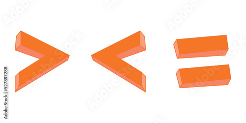 less than greater than and equal symbol in mathematics. inequality symbols
