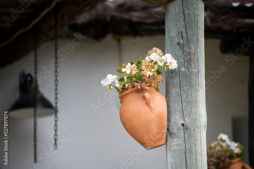 Macetas, flores, faroles, Andalucía, jarrón de barro photo