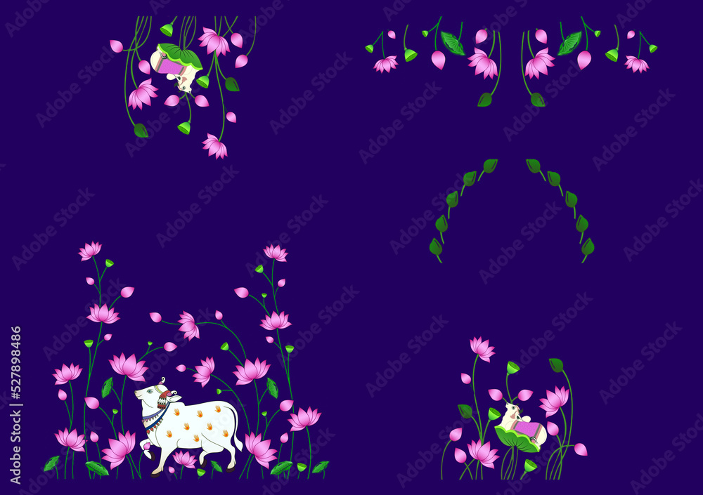 Pichwai Painting Blouse Design For Digital Print Fabric