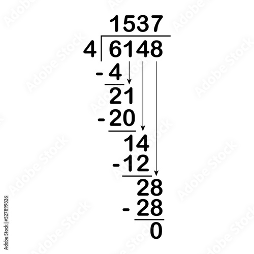 Step for long division in mathematics