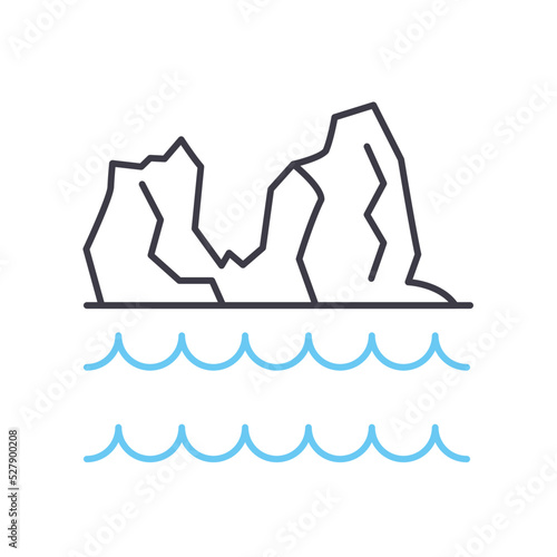 glaciers line icon, outline symbol, vector illustration, concept sign