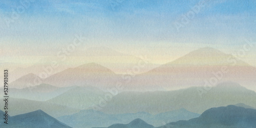 Fototapeta Naklejka Na Ścianę i Meble -  Abstract mountains painted in watercolor on textured paper