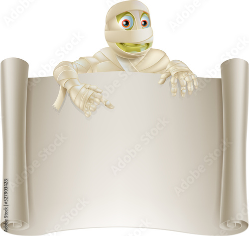 Mummy Halloween Banner Scroll